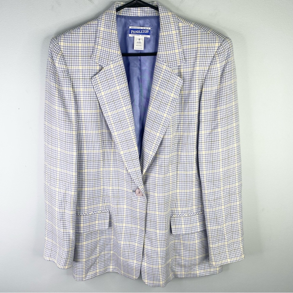 Pendleton Wool Blend Blazer Jacket Blue Yellow Ho… - image 1